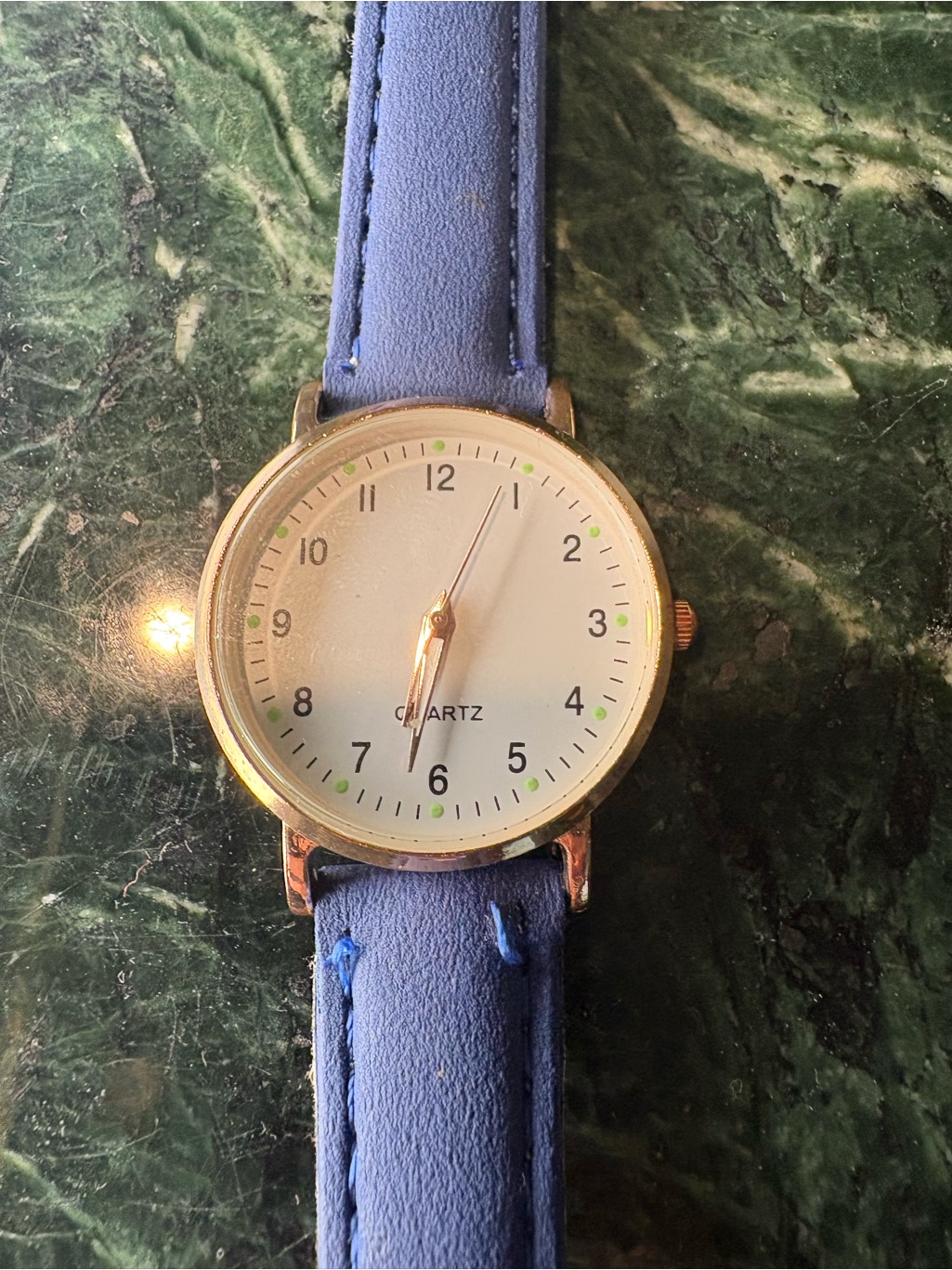 Classic Quartz Round Face Watch With Blue Strap Brand New